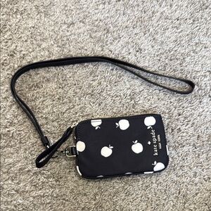 Kate Spade Black and White Apple Wristlet